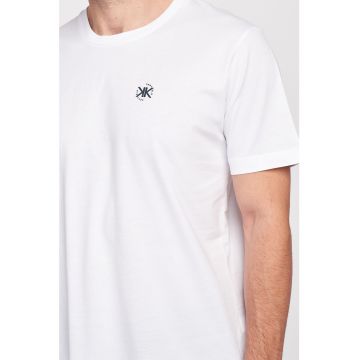 Tricou din bumbac cu decolteu la baza gatului