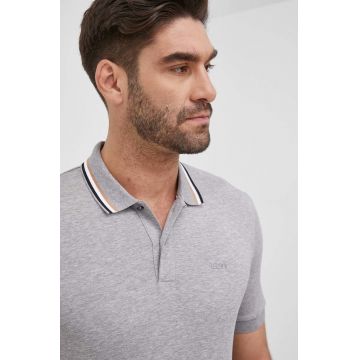 BOSS polo de bumbac culoarea gri, uni 50469360