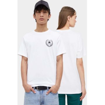 Converse tricou din bumbac culoarea alb, cu imprimeu