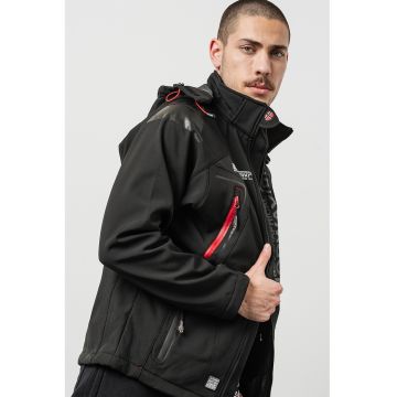 Geaca cu gluga si logo Techno Men - Negru