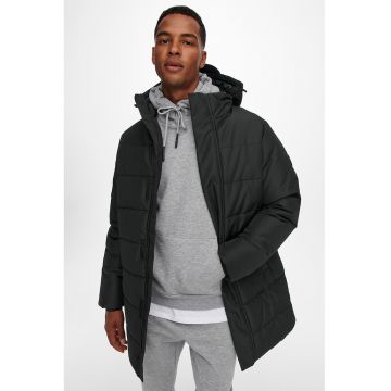 Geaca matlasata cu gluga detasabila Carl - Negru