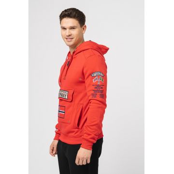 Hanorac cu fermoar scurt si logo brodat Gymclass - Rosu