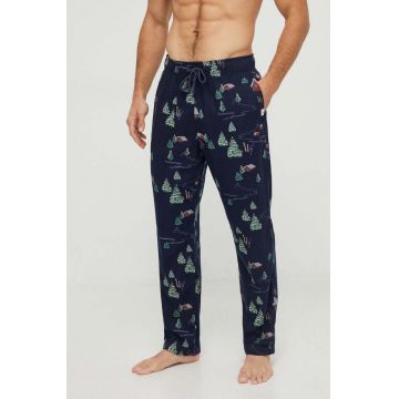 Hollister Co. pantaloni de pijama barbati, culoarea albastru marin, modelator