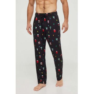 Hollister Co. pantaloni de pijama barbati, culoarea negru, modelator