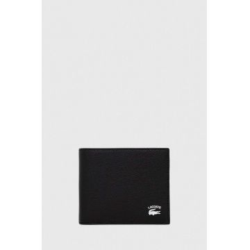 Lacoste portofel de piele barbati, culoarea negru