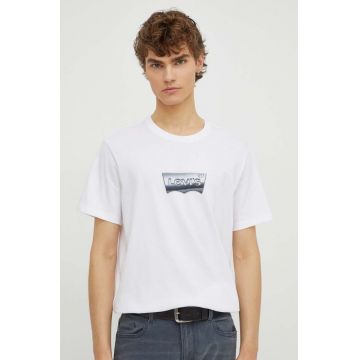 Levi's tricou din bumbac barbati, culoarea alb, cu imprimeu