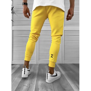 Pantaloni de trening galbeni silon conici 12379