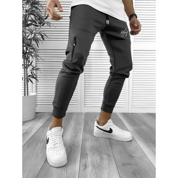 Pantaloni de trening gri inchis  silon   conici 12378 O5-3.1