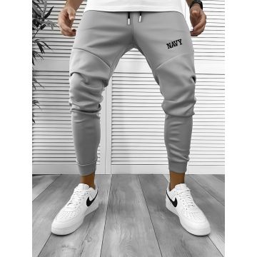 Pantaloni de trening gri  silon   conici 12376 19-4