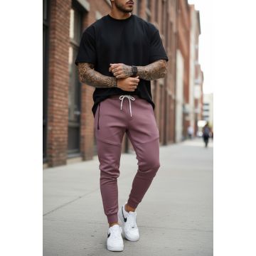 Pantaloni de trening maro  silon  conici 12379 K3