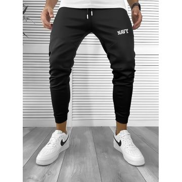 Pantaloni de trening negri  silon   conici 12376 45-3