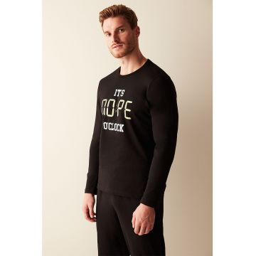 Pijama cu pantaloni lungi si imprimeu text