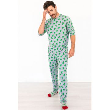 Pijama lunga cu imprimeu