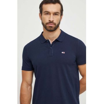 Tommy Jeans polo de bumbac culoarea bleumarin, uni DM0DM18312