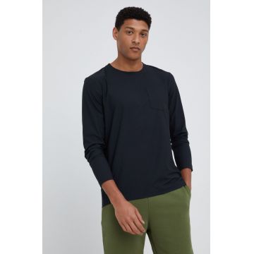 Houdini longsleeve sport Cover Crew culoarea negru, neted
