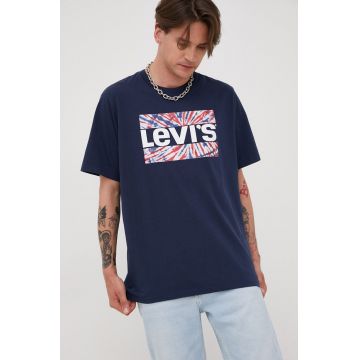 Levi's tricou din bumbac culoarea albastru marin, cu imprimeu