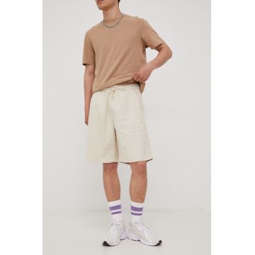 Wrangler pantaloni scurți din amestec de in barbati, culoarea bej
