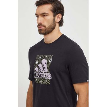 adidas tricou din bumbac barbati, culoarea negru, cu imprimeu