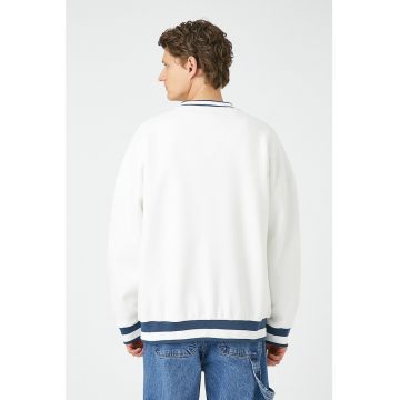 Bluza de trening cu decolteu in V si maneci cazute