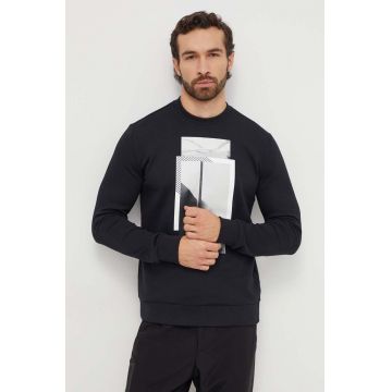Boss Green bluza BOSS GREEN barbati, culoarea negru, cu imprimeu