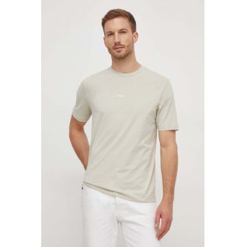 BOSS tricou BOSS ORANGE barbati, culoarea bej, cu imprimeu, 50473278