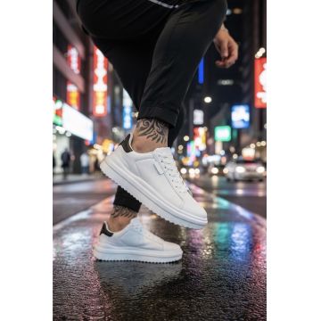 Adidasi barbati casual albi cu negru 069 N11-2