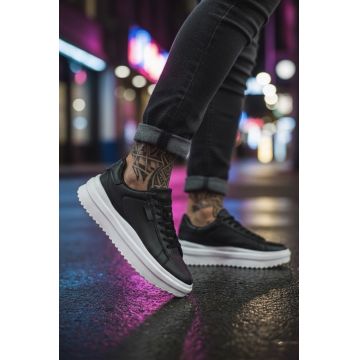 Adidasi barbati casual negru cu alb 069 T15-4