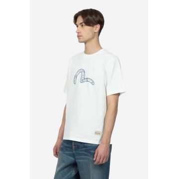 Evisu tricou din bumbac barbati, culoarea alb, cu imprimeu 2ESHTM3TS516XXCT-off