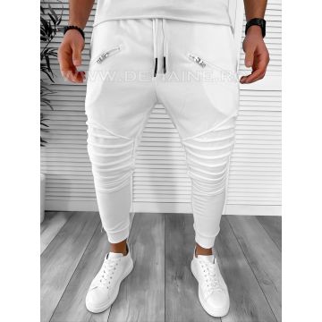 Pantaloni de trening albi conic CU MIC DEFECT DEF025  P18-3.3