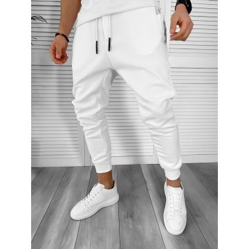 Pantaloni de trening albi conici K028 P20-1.3