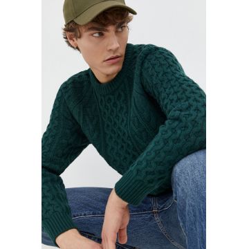 Abercrombie & Fitch pulover din amestec de lana barbati, culoarea verde