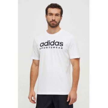 adidas tricou din bumbac bărbați, culoarea alb, cu imprimeu IW8835