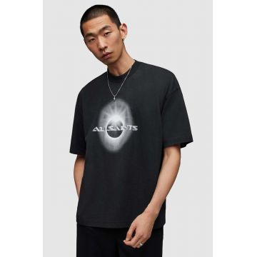 AllSaints tricou din bumbac Solaris barbati, culoarea negru, cu imprimeu