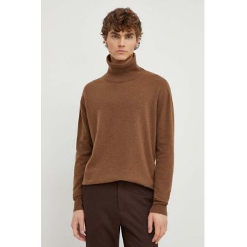 American Vintage pulover de lana barbati, culoarea maro, light, cu guler