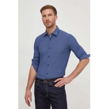 BOSS cămașă bărbați, culoarea bleumarin, cu guler clasic, slim 50508802