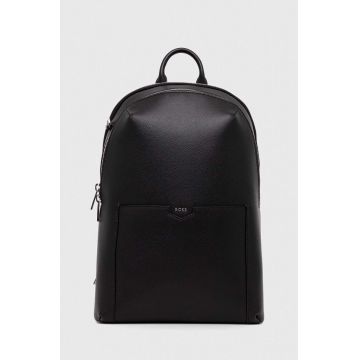 BOSS ghiozdan de piele barbati, culoarea negru, mare, neted