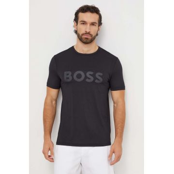 Boss Green tricou barbati, culoarea negru, cu imprimeu