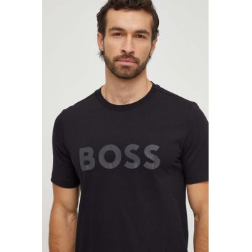 Boss Green tricou barbati, culoarea negru, cu imprimeu