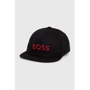 Boss Orange șapcă de baseball din bumbac culoarea negru, cu imprimeu