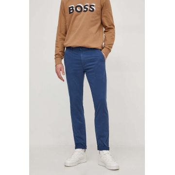 Boss Orange pantaloni barbati, culoarea albastru marin, mulata