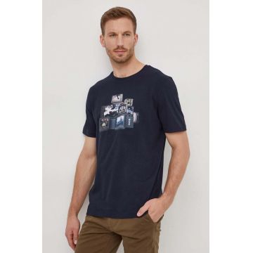 BOSS Orange tricou din bumbac bărbați, culoarea bleumarin, cu imprimeu 50509892