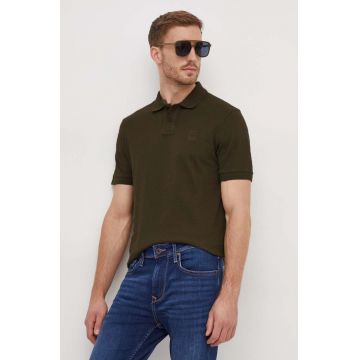 BOSS Orange tricou polo bărbați, culoarea verde, uni 50507803