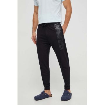 BOSS pantaloni lounge din bumbac culoarea negru, cu imprimeu