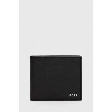 BOSS portofel de piele barbati, culoarea negru