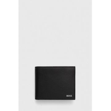BOSS portofel de piele Randy barbati, culoarea negru
