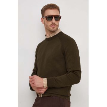 BOSS pulover din amestec de lana barbati, culoarea maro, light