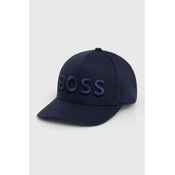 BOSS sapca culoarea albastru marin, cu imprimeu