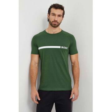 BOSS tricou din bumbac barbati, culoarea verde, cu imprimeu
