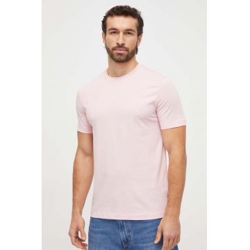 BOSS tricou din bumbac barbati, culoarea roz, neted