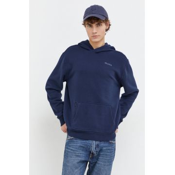 Hollister Co. bluza barbati, culoarea albastru marin, cu glugă, cu imprimeu